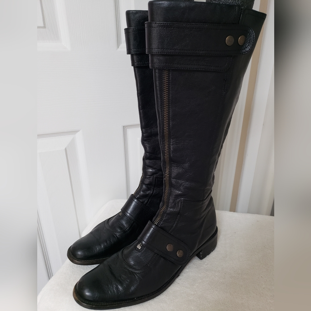 Paul Green Munchen Austria Black Leather Women's tall boots size 8.5